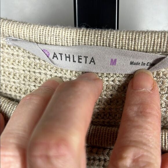 Athleta Cream Crew Neck Sweater with Relaxed Fit and Long Sleeves - Picture 4 of 5